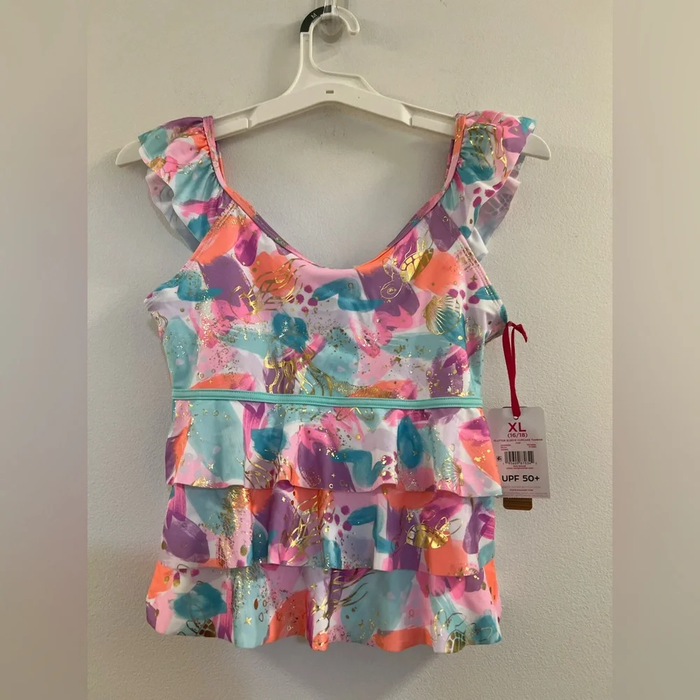 21. Justice Girls Flutter Sleeve Cupcake Tankini Ruffle Top